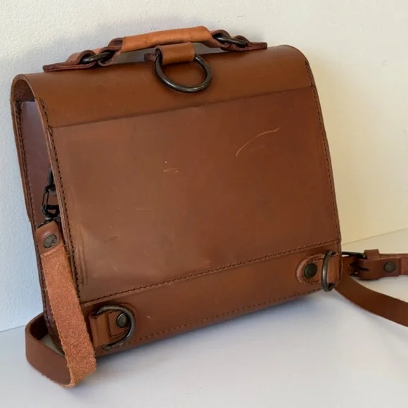 Love 41 Leather Brown Satchel Crossbody Bag Handmade Rustic Purse Rustic - Picture 12 of 15
